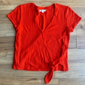 Madewell Short Sleeve Gauzy Wrap Top